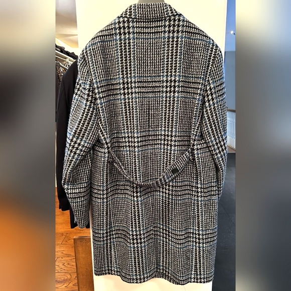 CANALI Wool Tweed Overcoat - Black/White/Blue - Picture 2 of 7